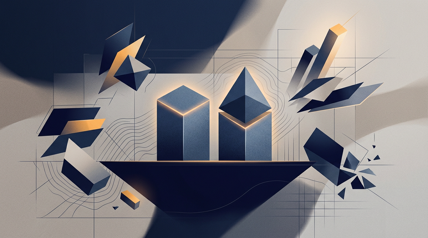 Abstract editorial illustration for: Current Market Watch: Bitcoin and Ethereum Hold Levels as Altcoin Action Diverges