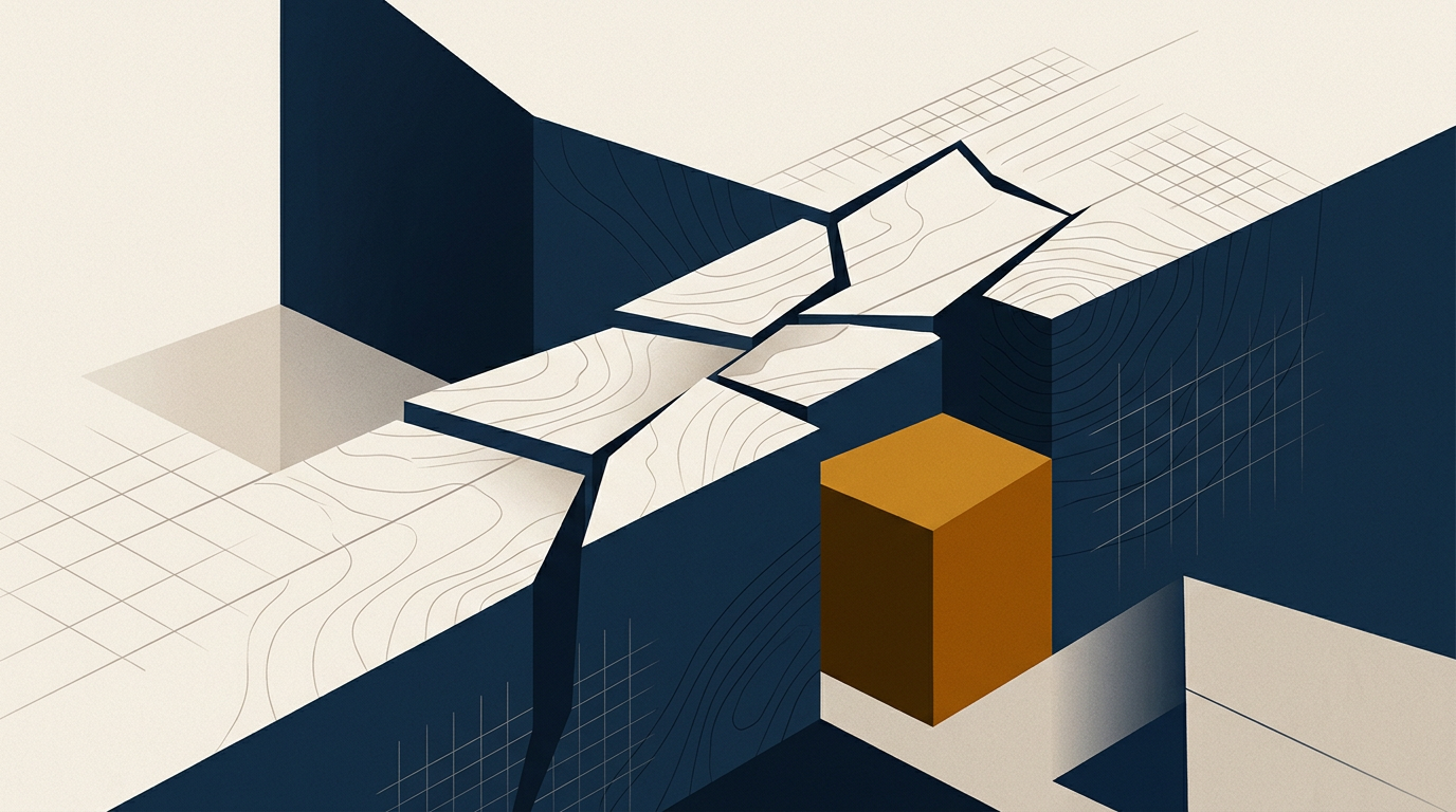 Abstract editorial illustration for: OKX Executive Doubts Clarity Act Passage, Sees Optimism Priced in Bitcoin